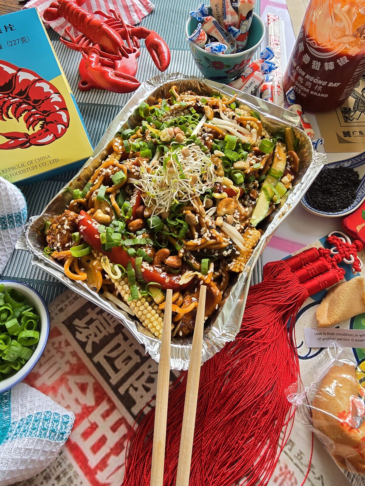 Stir fry noodles, buffet catering