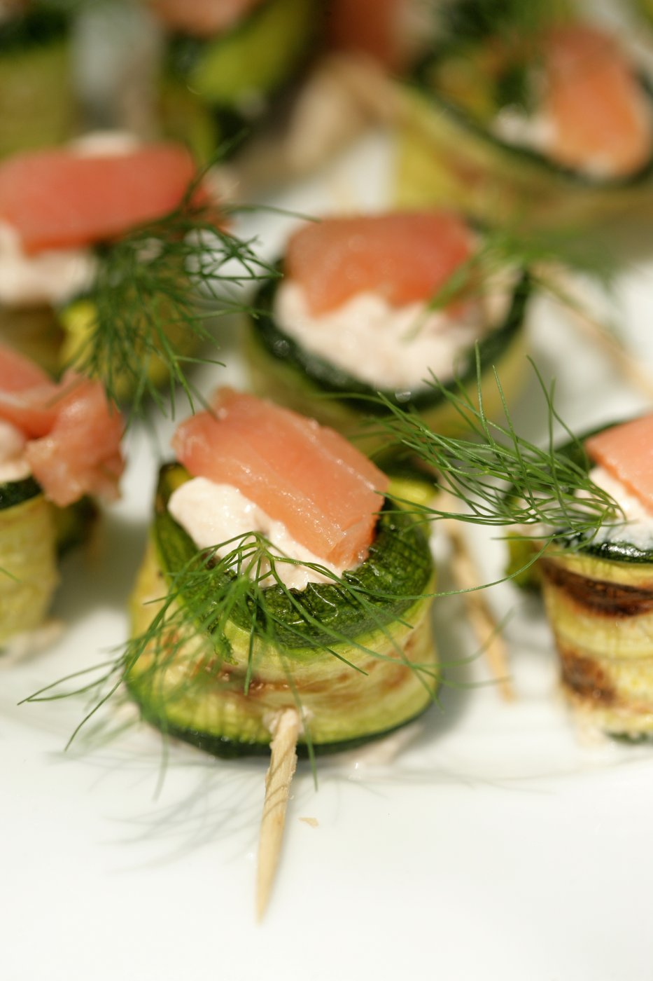 Baby marrow and smoked salmon canapes, catering Cape Town