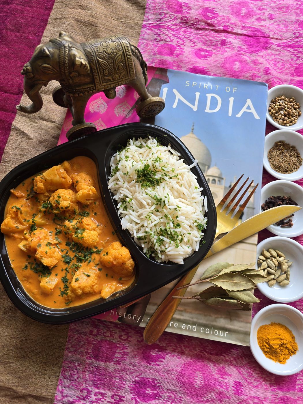 Cauliflower curry and rice, daily office lunches delivered Johannesburg