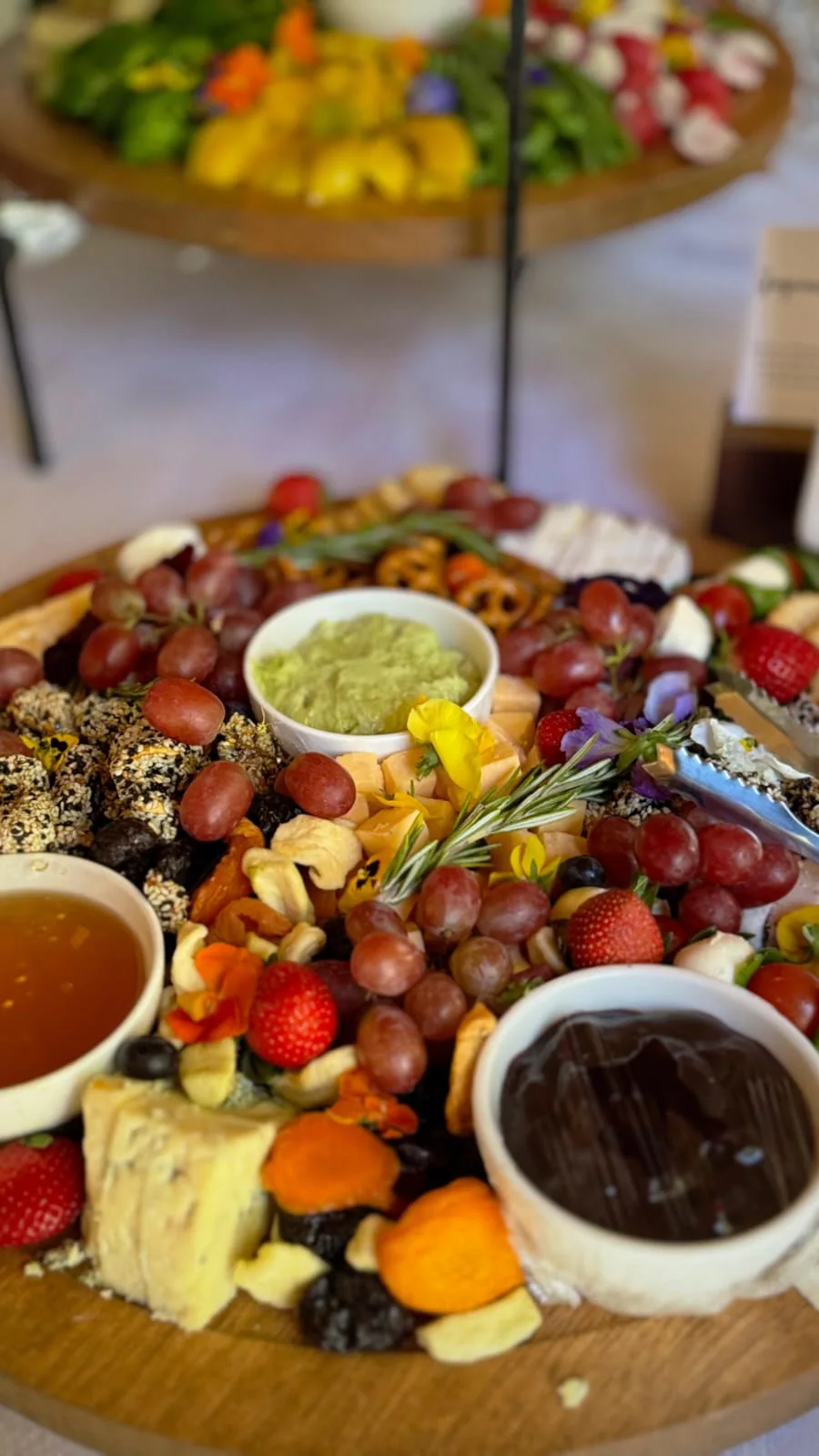 Large grazing display with fruit and savoury catering bites