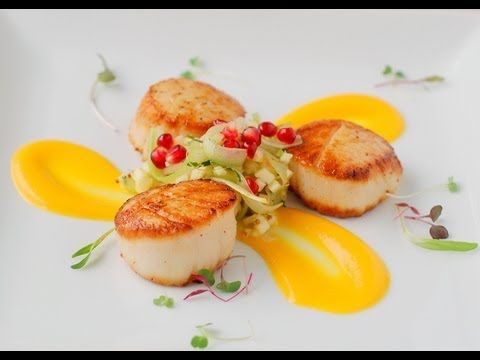 Seared scallops, fine dining catering