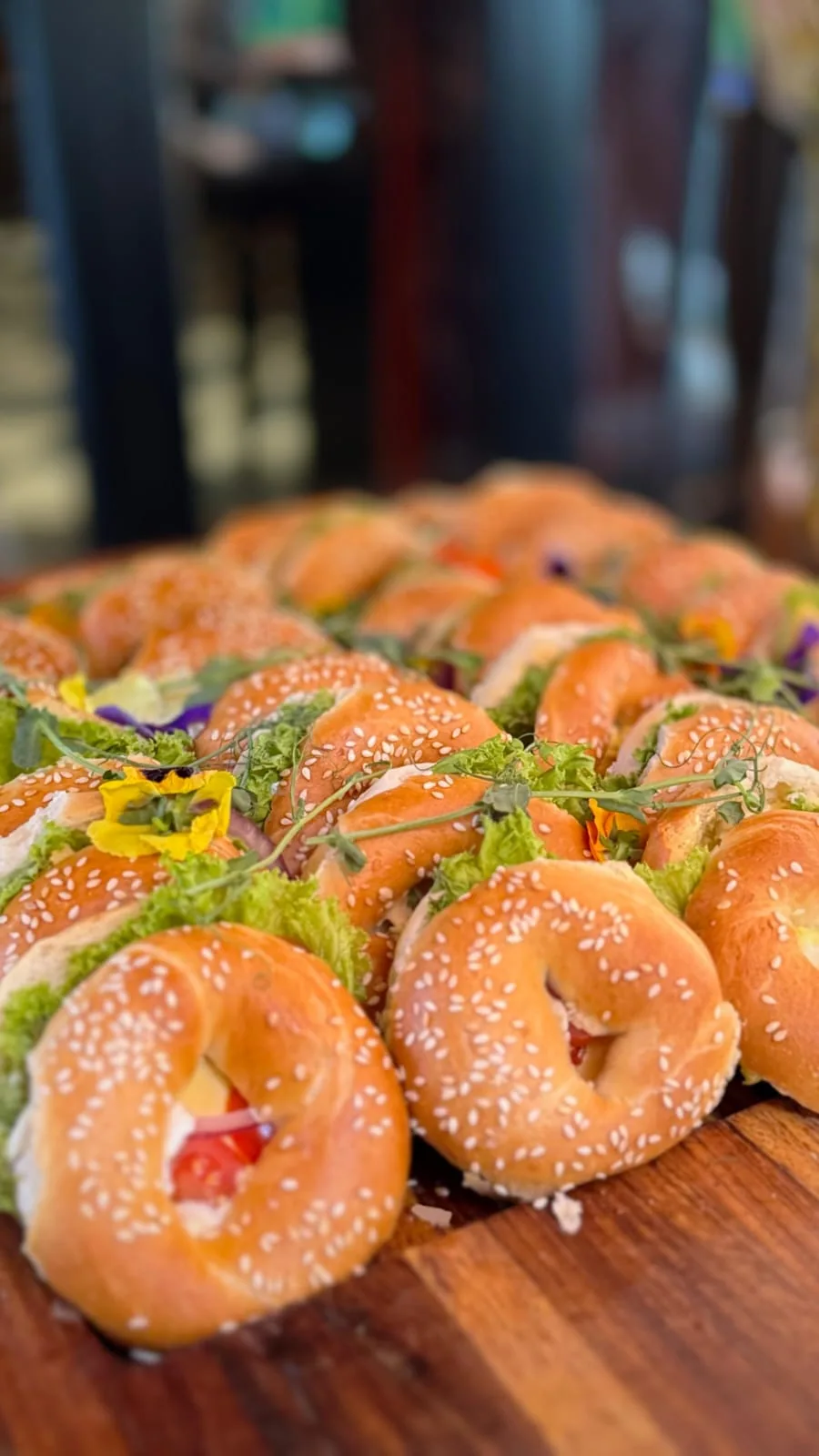 Smoked salmon canapés on small bread rounds
