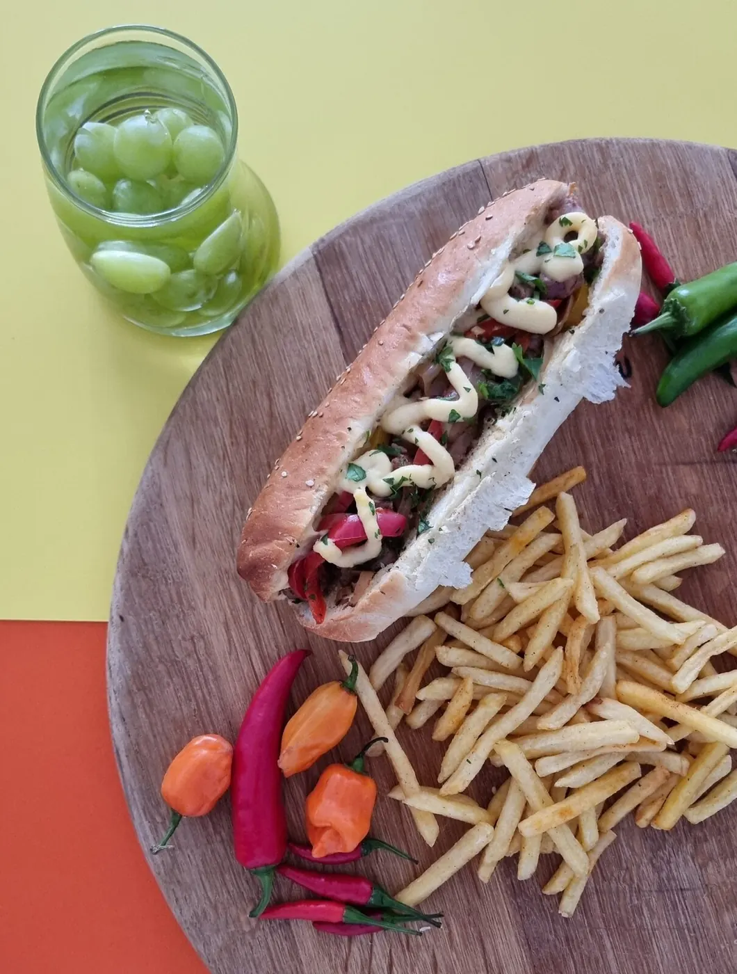 Spicy steak roll and chips &ndash; fresh daily menu