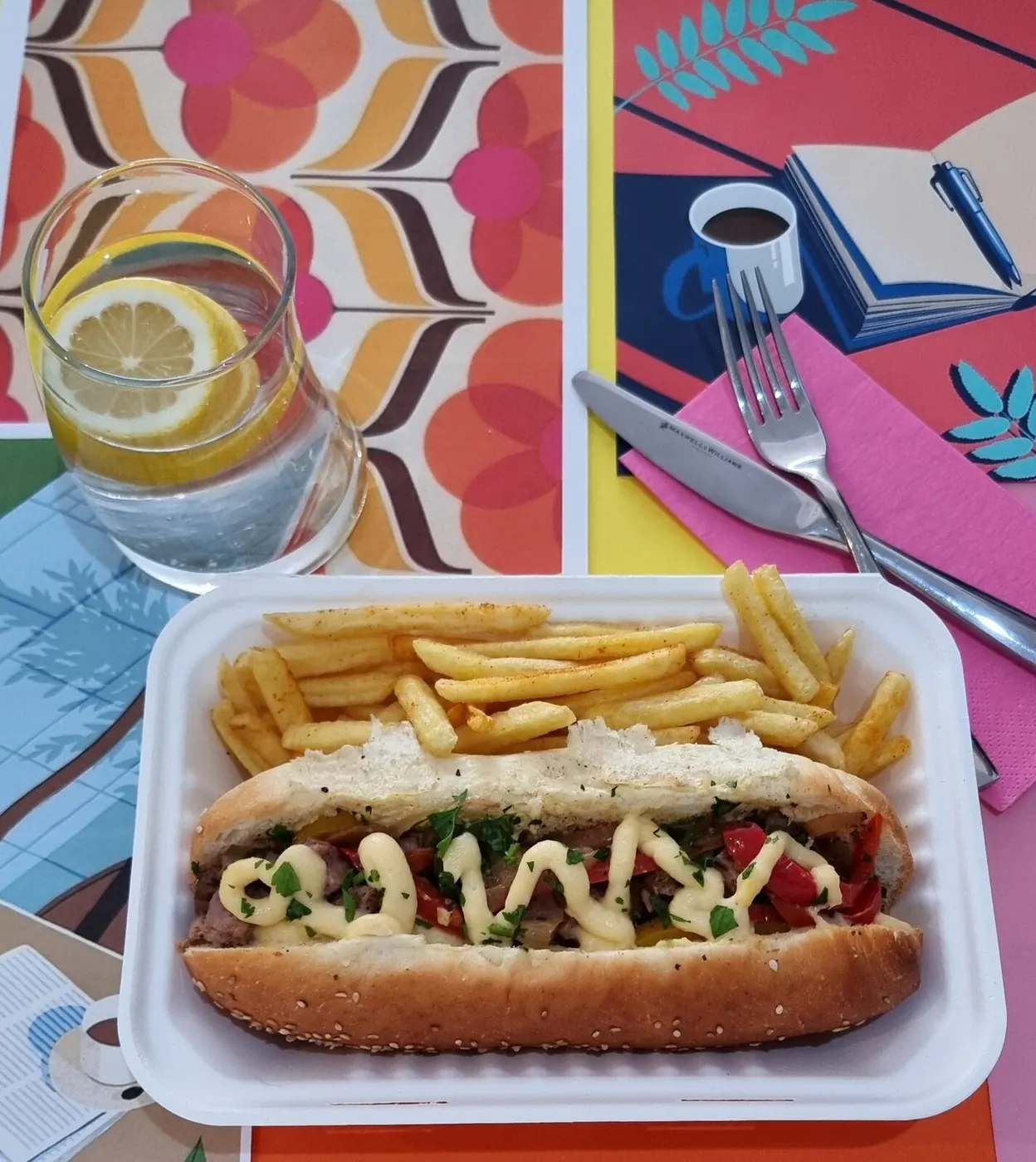 Steak Roll & Chips prepared by The Kitchen Mafia